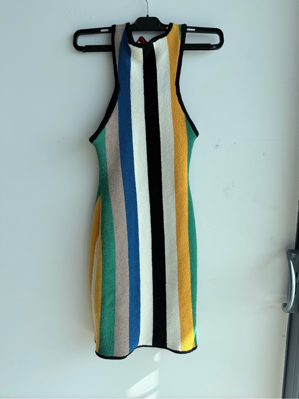 Mango Striped Knit Mini Dress - Green/Blue/Yellow/Black/Cream - Picture 3 of 4